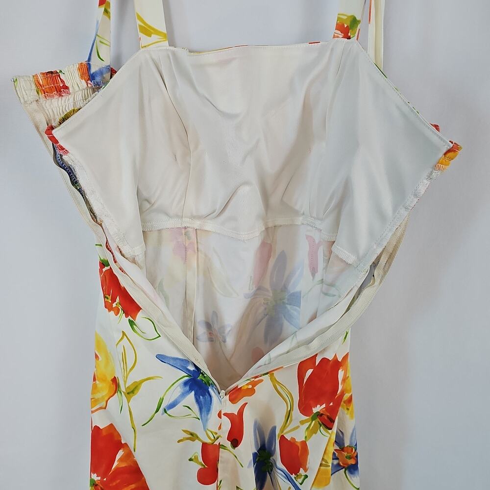 MADISON LEIGH Floral Sundress Ruffle Trumpet Hem Wide Strap Summer Wedding Sz M - Picture 7 of 8